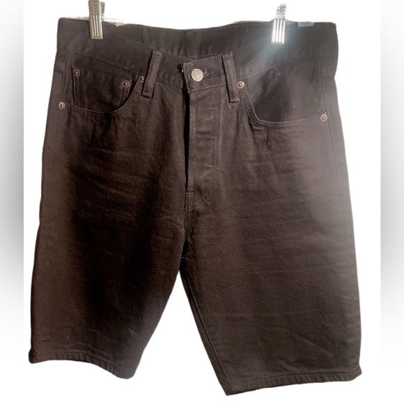 Levi’s 501 original hemmed black 5 pocket button fly stretch denim shorts 29 - Picture 2 of 4